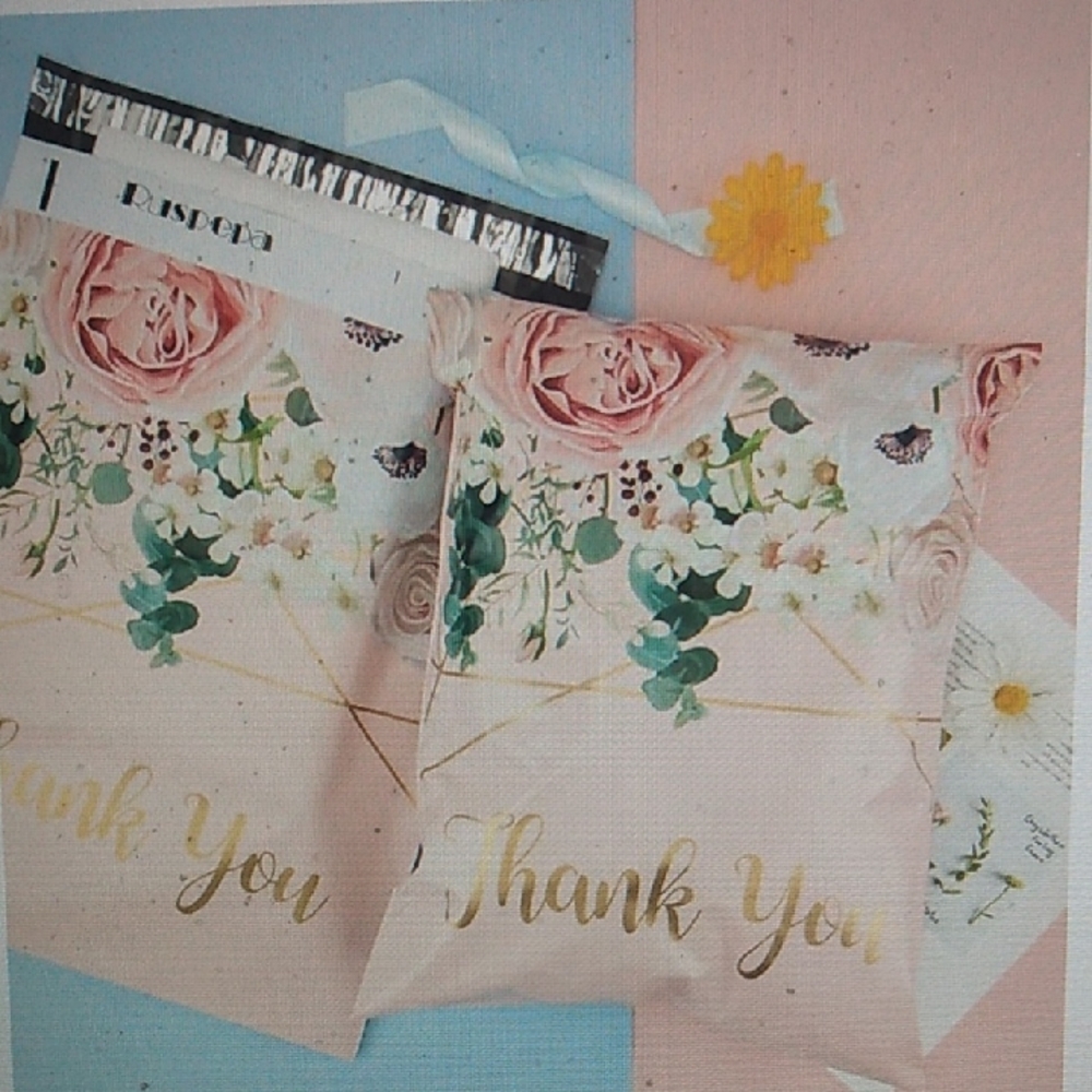 * CLEARANCE * RUSPERA Floral Thank You Poly Mailers (25)